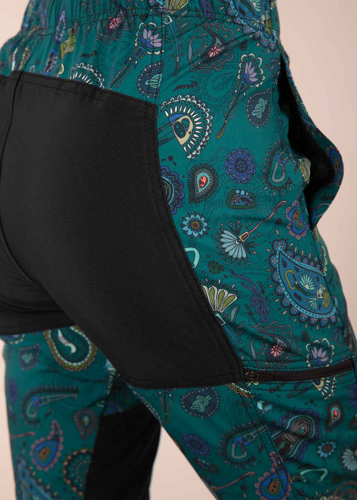 3RD ROCK paisley teal trousers for rock climbing