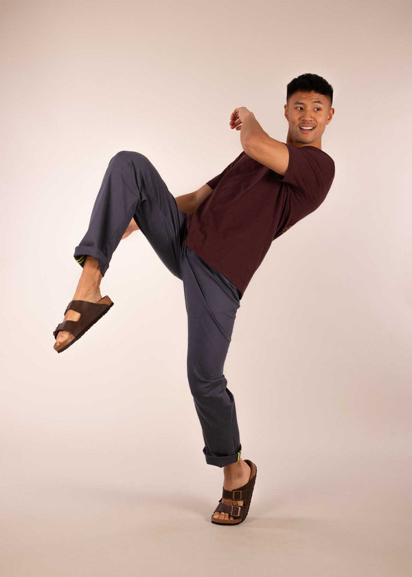 3RD ROCK stretch trousers suitable for climbing and active lifestyle - Donald is 6ft1″  with a 30" waist, 36" hips & a 33" inseam and is wearing a size 30LL.