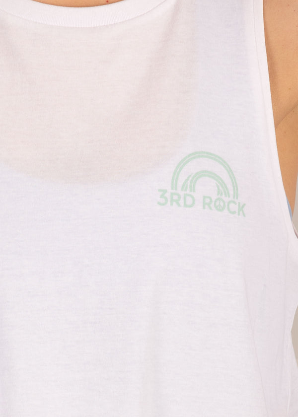 3RD ROCK lightweight summer organic cotton vest featuring a small peace logo